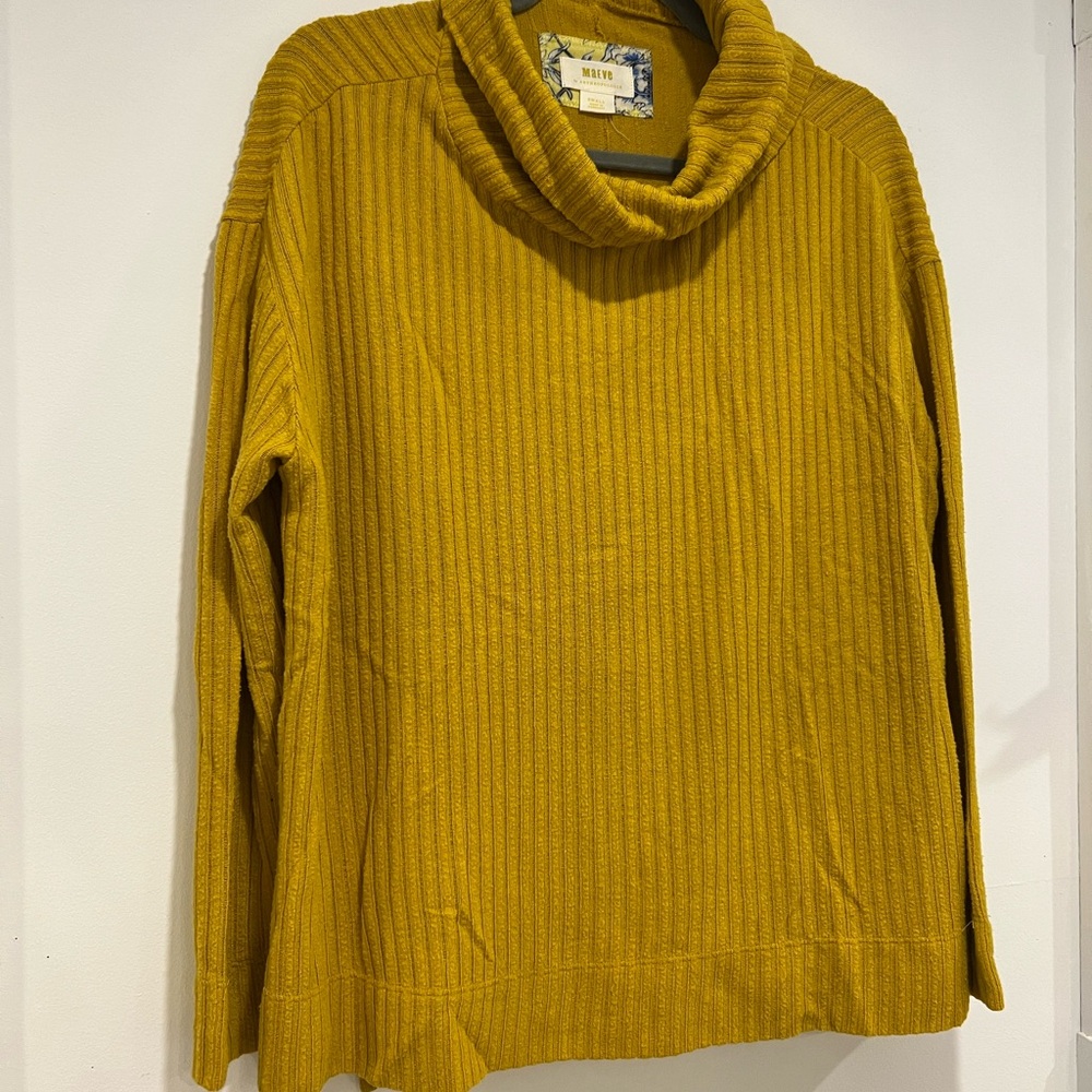 Anthropologie Mustard Cowl Neck Sweater